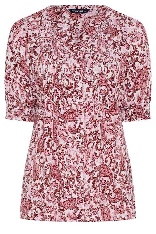 EVANS Plus Size Pink Floral Pintuck Blouse | Evans 5