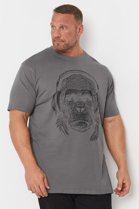 KAM Slate Grey Gorilla Graphic Print T-Shirt | BadRhino 1