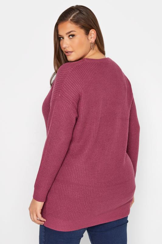 Plus Size Curve Pink Knitted Jumper | Yours Clothing 3