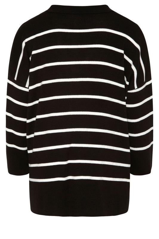 Plus Size Curve Black Stripe Collared Jumper | Yours Clothing 7