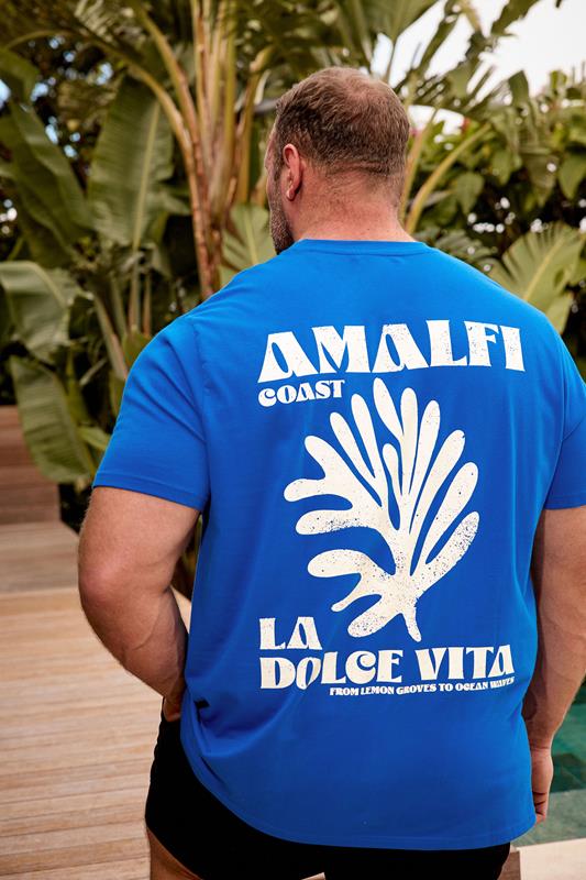  BadRhino Big & Tall T-shirt bleu à imprimé graphique Côte Amalfitaine