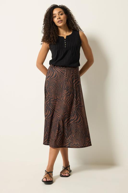 M&Co Brown Zebra Print Midi Skirt | M&Co 2