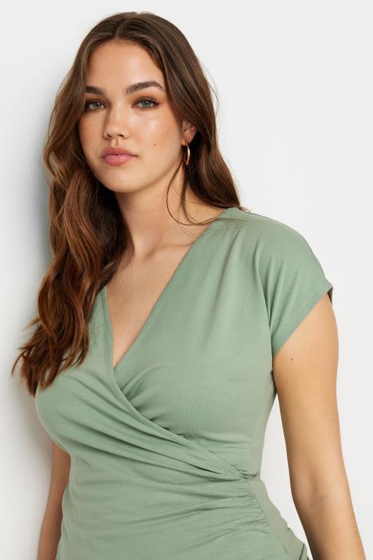 LTS Tall Women's Sage Green Short Sleeve Wrap Top | Long Tall Sally  4