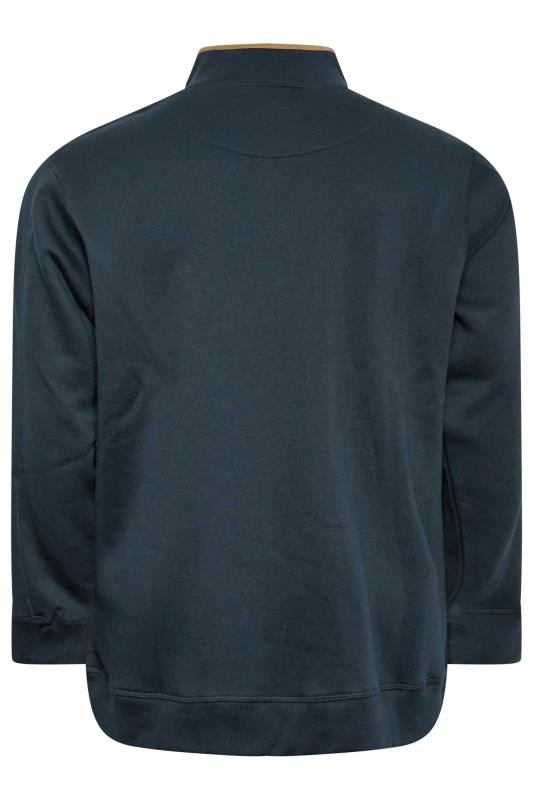 D555 Big & Tall Navy Quarter Neck Zip Sweatshirt 3