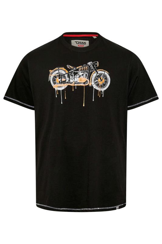 D555 Big & Tall Black Motorbike Drip Printed T-Shirt | BadRhino 2