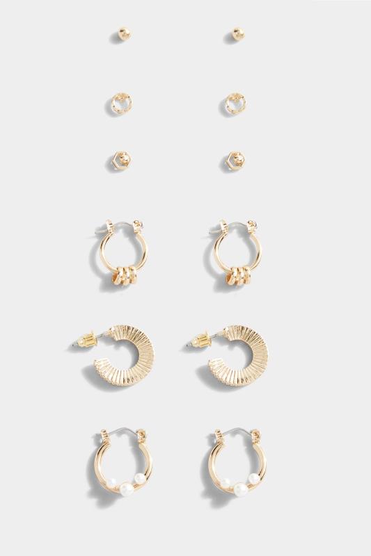 Tall  Yours 6 PACK Gold Tone Hoop & Stud Earrings