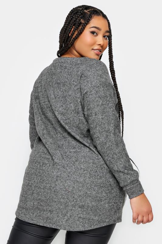 YOURS Plus Size Grey Sequin Star Soft Touch Top | Yours Clothing 3