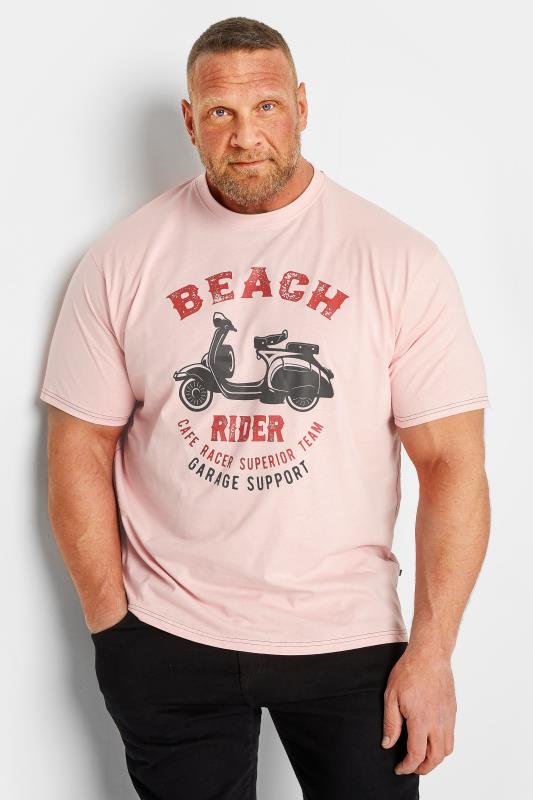 Men's  KAM Big & Tall Pink Beach Rider T-Shirt