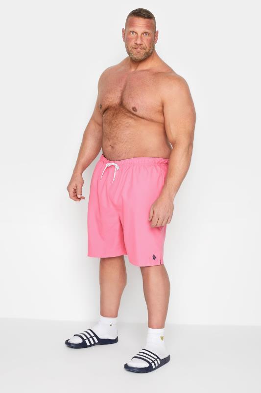 U.S. POLO ASSN. Big & Tall Pink Swim Shorts | BadRhino 2