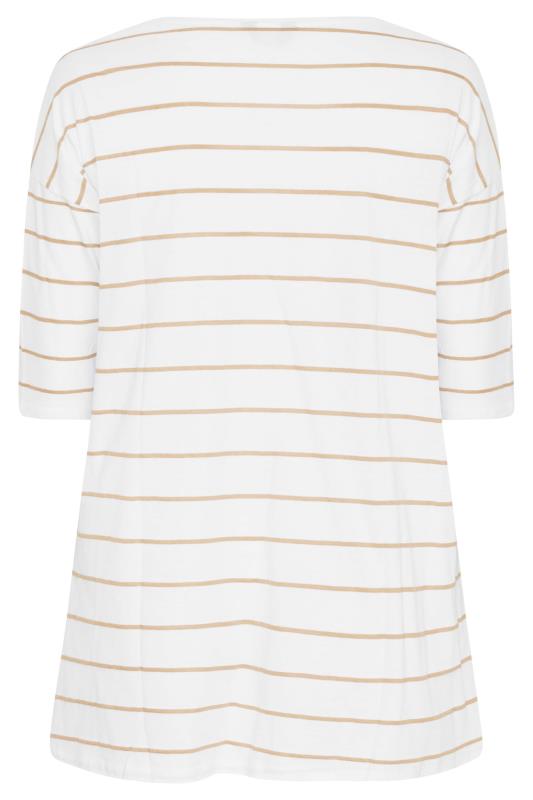 YOURS Curve Plus Size White Stripe V-Neck T-Shirt | Yours Clothing  7