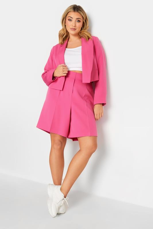 YOURS Plus Size Curve Pink Cropped Blazer | Yours Clothing  5
