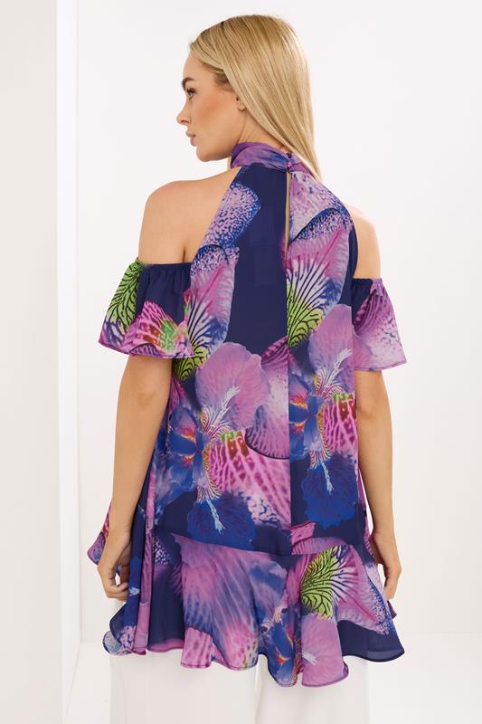 STAR Purple Floral Cold Shoulder Top | StarByJM 2
