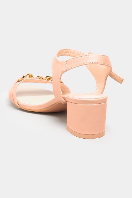 LIMITED COLLECTION Pink Chain Block Heel Sandal In Wide E Fit 4