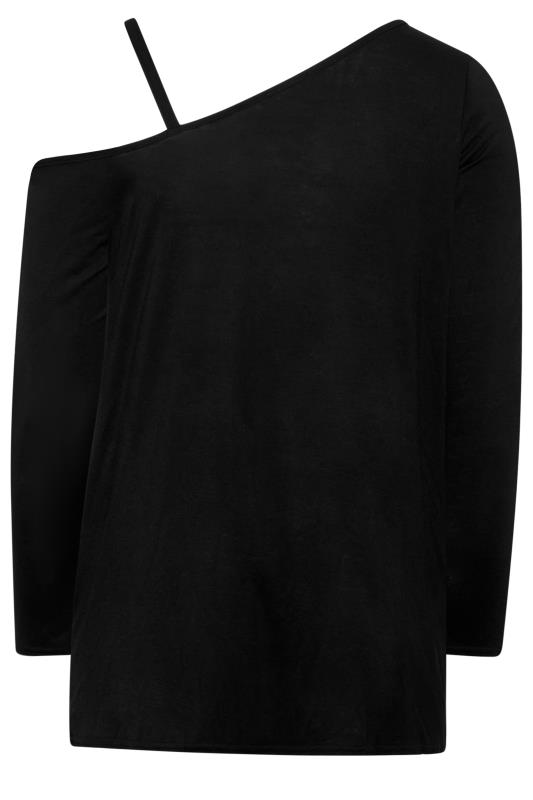 LIMITED COLLECTION Plus Size Black Ruched One Shoulder Top | Yours Clothing 7