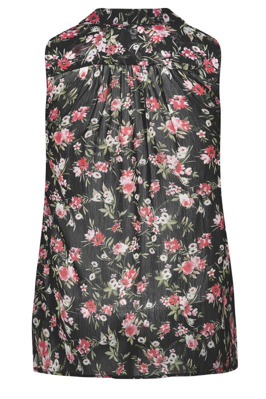 Curve Black Floral Sleeveless Swing Blouse 7