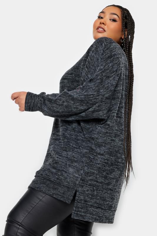 YOURS Plus Size Charcoal Grey Front Seam Soft Touch Sweatshirt | Yours Clothing 4