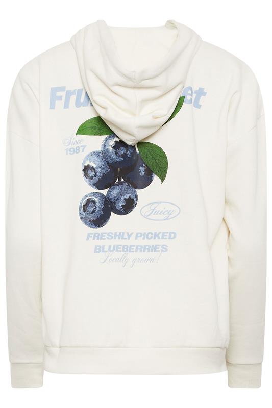 PixieGirl Petite Women's Ivory White 'Fruit Market' Slogan Oversized Hoodie | PixieGirl 5