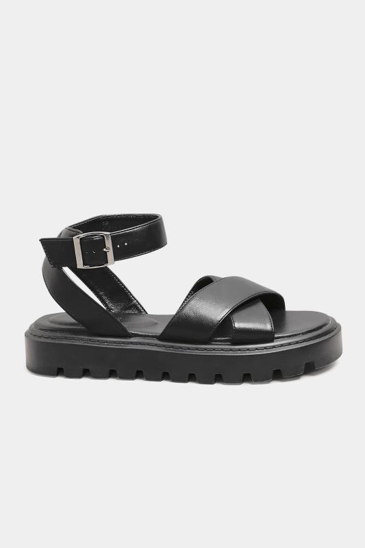 LIMITED COLLECTION Black Crossover Strap Chunky Sandals In Extra Wide EEE Fit_B.jpg