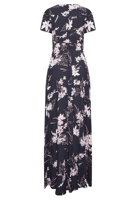 LTS Tall Women's Navy Blue Floral Print Shirred Waist Maxi Dress | Long Tall Sally 7