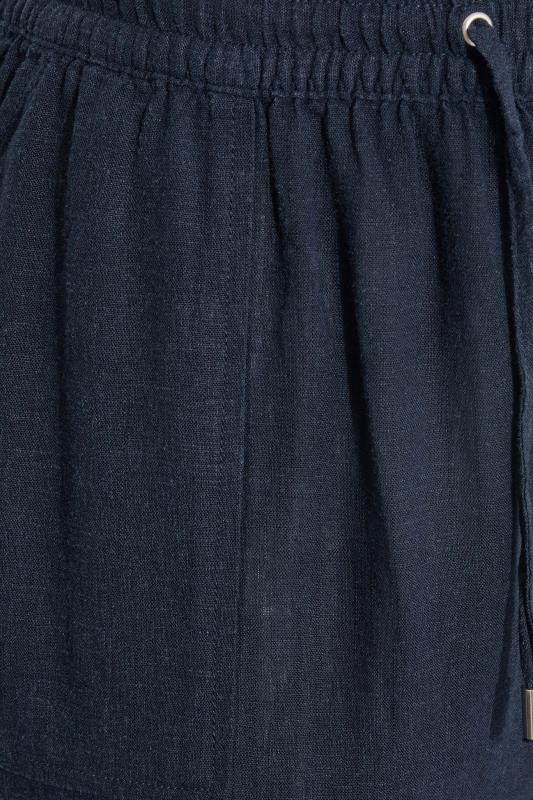 Plus Size Navy Blue Linen Blend Joggers | Yours Clothing  4