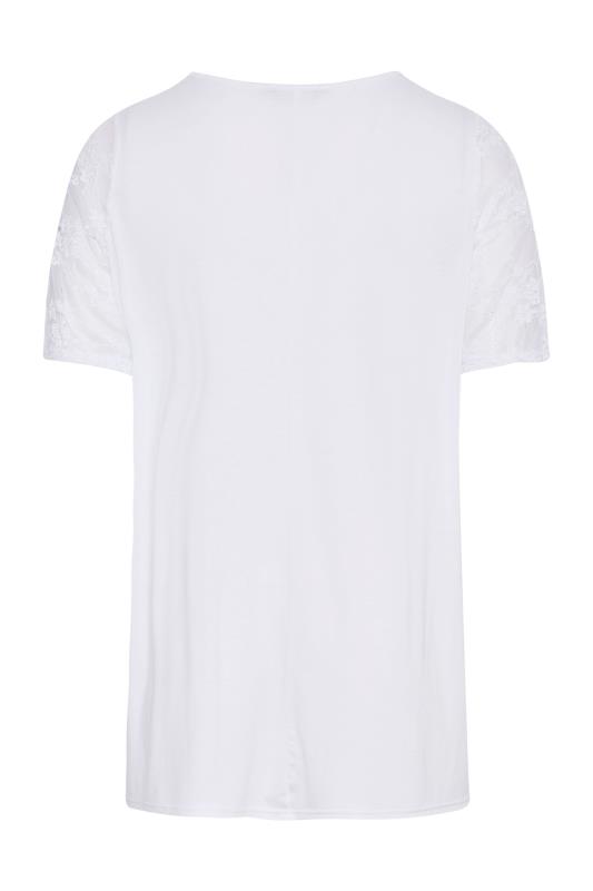 LIMITED COLLECTION Plus Size White Lace Sleeve T-Shirt | Yours Clothing 7