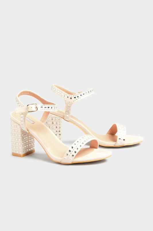  Tallas Grandes LIMITED COLLECTION Nude Diamante Strappy Heels In Extra Wide Fit