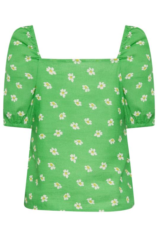 Petite Green Daisy Print Square Neck Top | PixieGirl 8