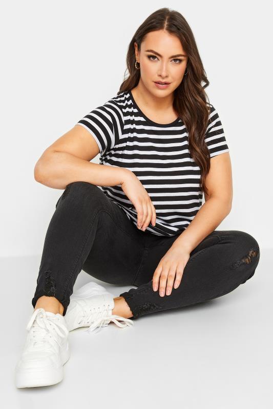 YOURS Plus Size Curve Black Ripped GRACE Jeggings | Yours Clothing  3