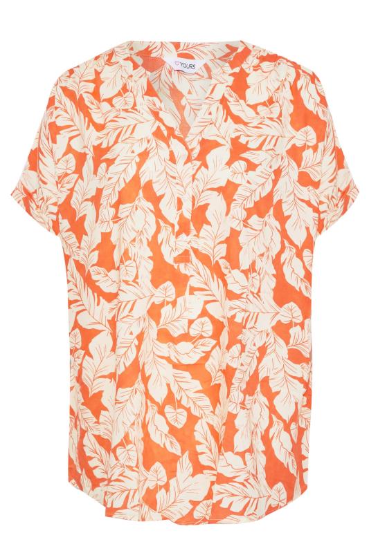 Plus Size Orange Leaf Print Grown On Sleeve Shirt | Yours Clothing  6