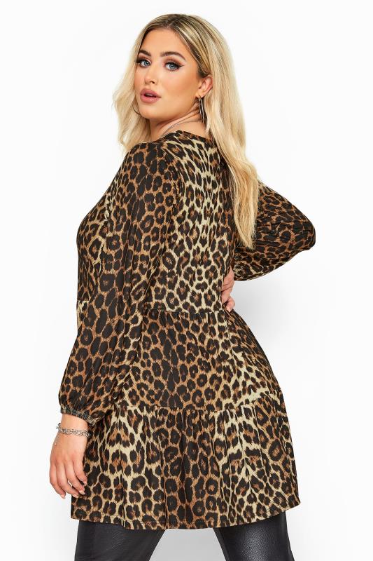 Brown Leopard Print Tiered Smock Tunic in Soft Touch_C.jpg
