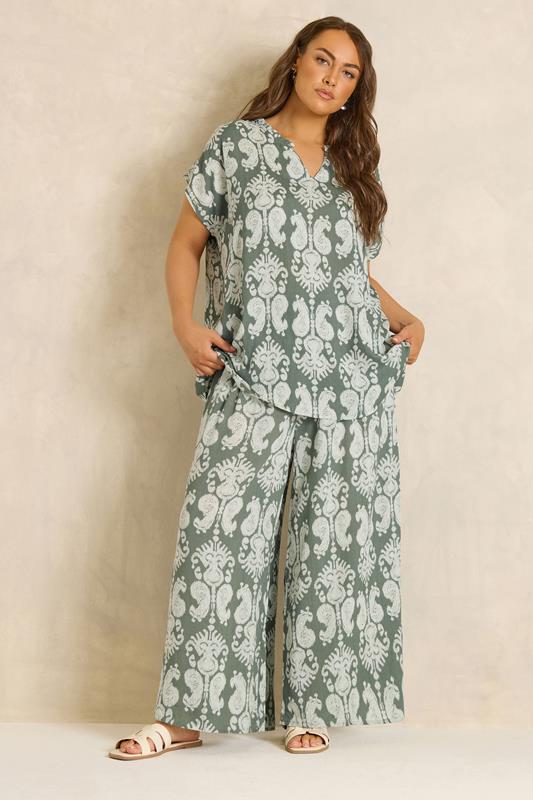 EVANS Plus Size Set Green Abstract Print | Evans 1