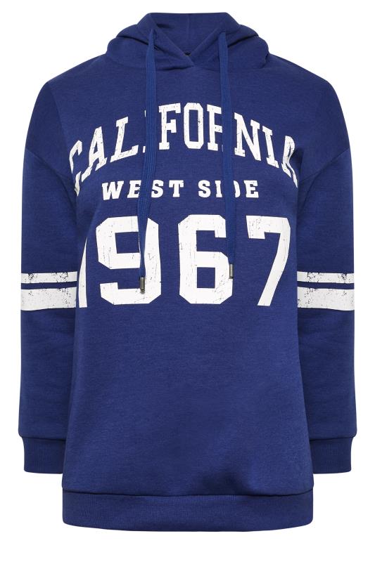 Plus Size Blue 'California' Slogan Hoodie | Yours Clothing 6