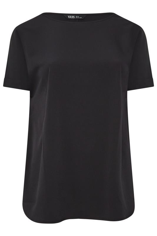 YOURS Plus Size Black Short Sleeve Boxy Top | Yours Clothing 6