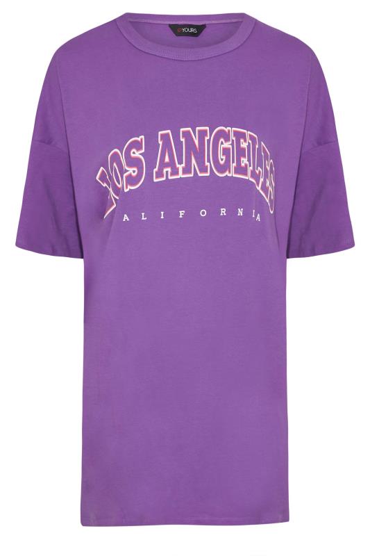 Plus Size Purple 'Los Angeles' Oversized Tunic T-Shirt Dress | Yours Clothing 7