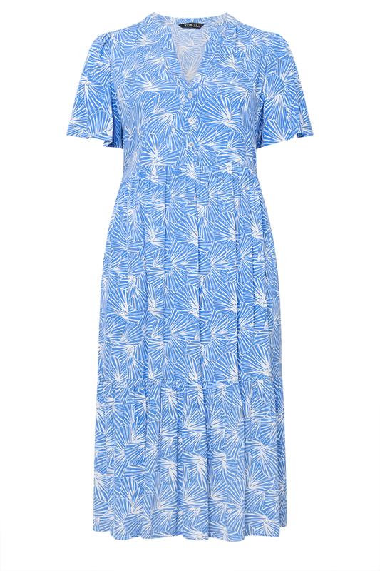YOURS Plus Size Blue Shell Print Tiered Dress | Yours Clothing 5