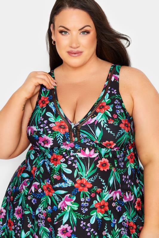 YOURS Plus Size Black Floral Print Tankini Top  | Yours Clothing 5
