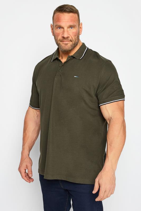 Men's  BadRhino Big & Tall Forest Green Tipped Core Polo Shirt