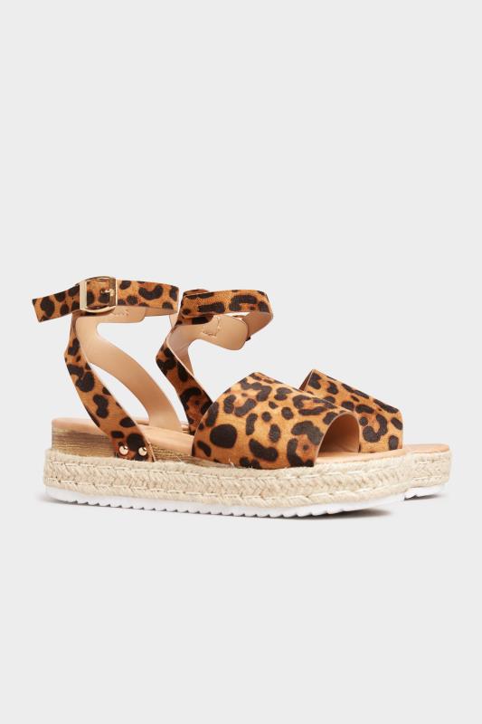 Tall  Yours Leopard Print Two Part Flatform Espadrilles In Regular Fit