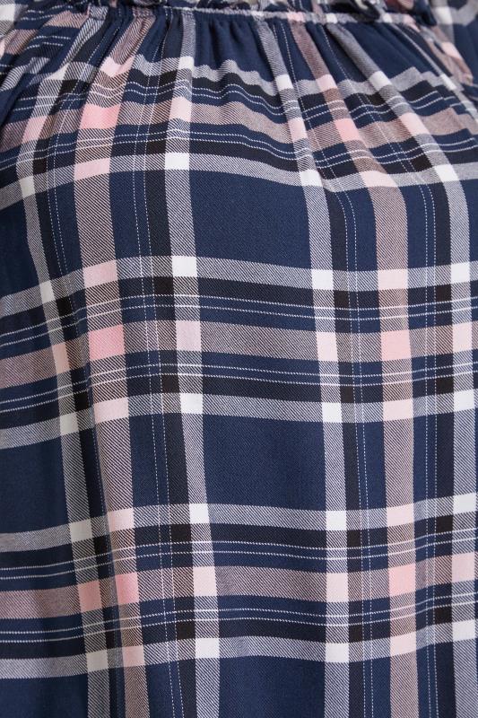 Petite Navy Blue Check Gypsy Detail Top 5