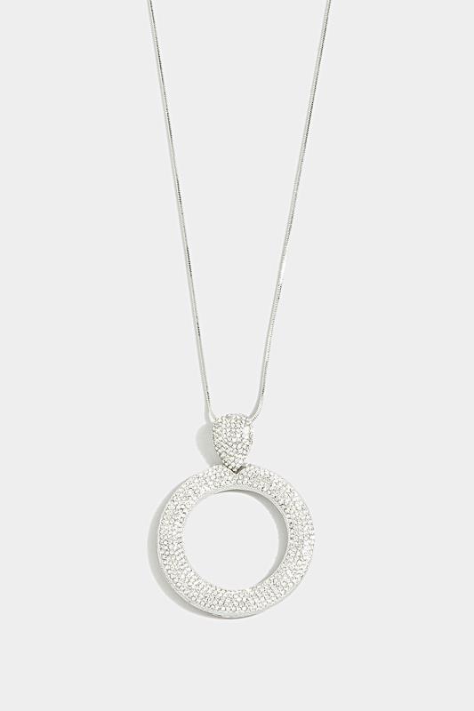 Silver Tone Diamante Pendant Long Necklace | Yours Clothing 4
