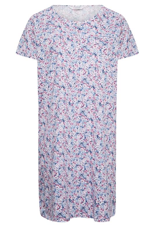YOURS Plus Size White Ditsy Print Placket Nightdress | Yours Clothing 5