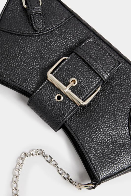Black Triple Buckle Detail Shoulder Bag | Yours Clothing 6