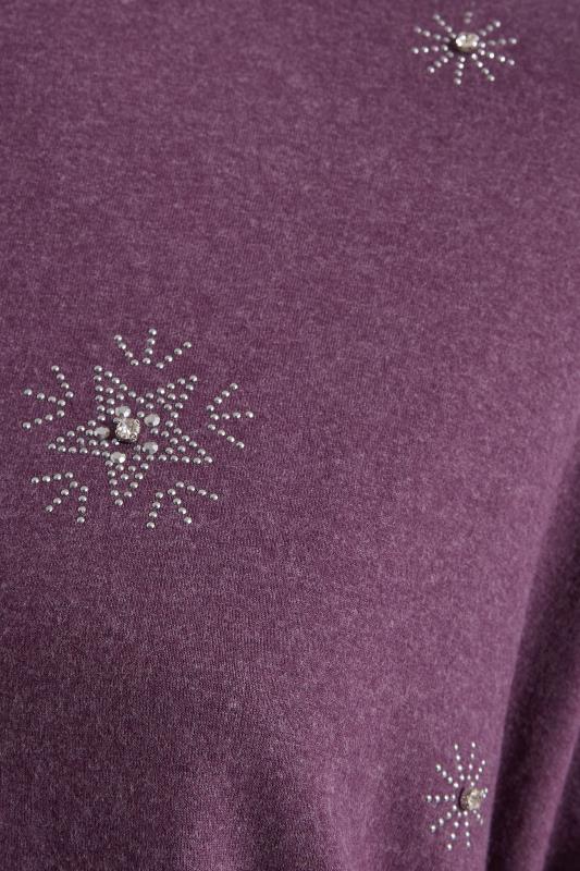 Plus Size Purple Diamante Star Back Pleat Top | Yours Clothing 5