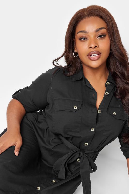 LIMITED COLLECTION Plus Size Black Utility Shirt Dress | Yours Clothing 4