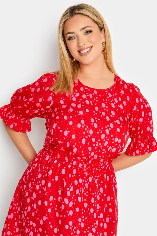 YOURS Plus Size Red Polka Dot Print Blouse | Yours Clothing 4