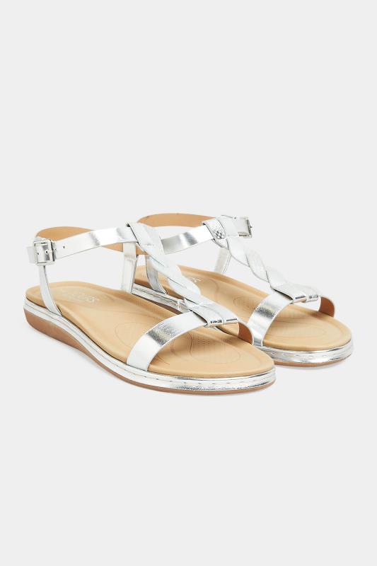 Silver Patent Plaited Strap Sandals In Extra Wide EEE Fit_A.jpg
