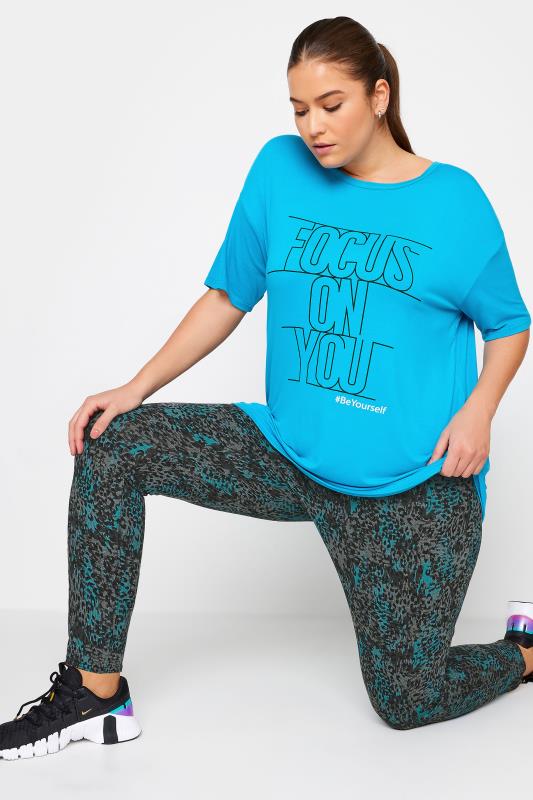 YOURS ACTIVE Plus Size Grey Leopard Print Leggings | Yours Clothing 5