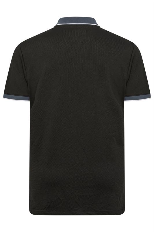 BadRhino Big & Tall Navy Blue Waffle Texture Zip Polo Shirt | BadRhino 7