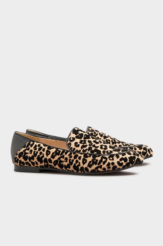 Tall  LTS Beige Brown Leopard Print Suede Loafers