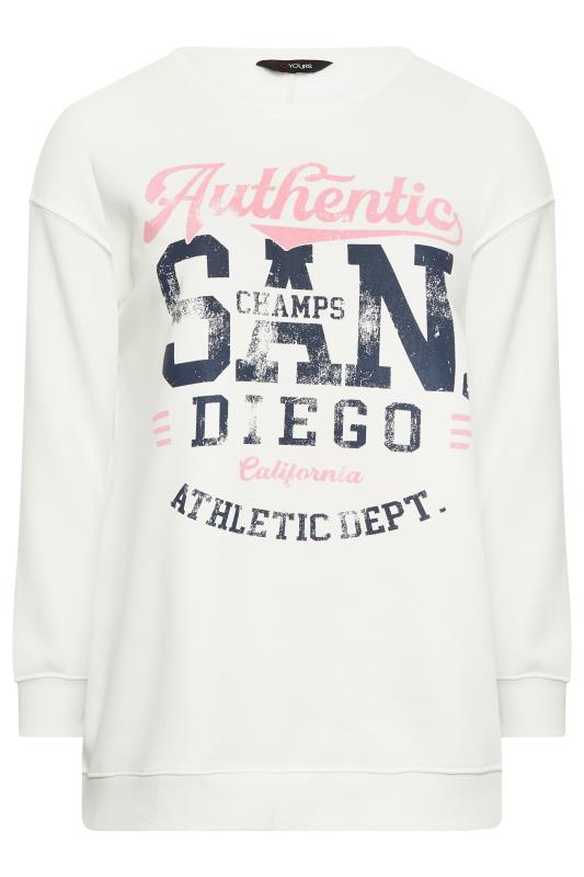 Plus Size Ivory White 'San Diego' Printed Slogan Sweatshirt | Yours Clothing 6